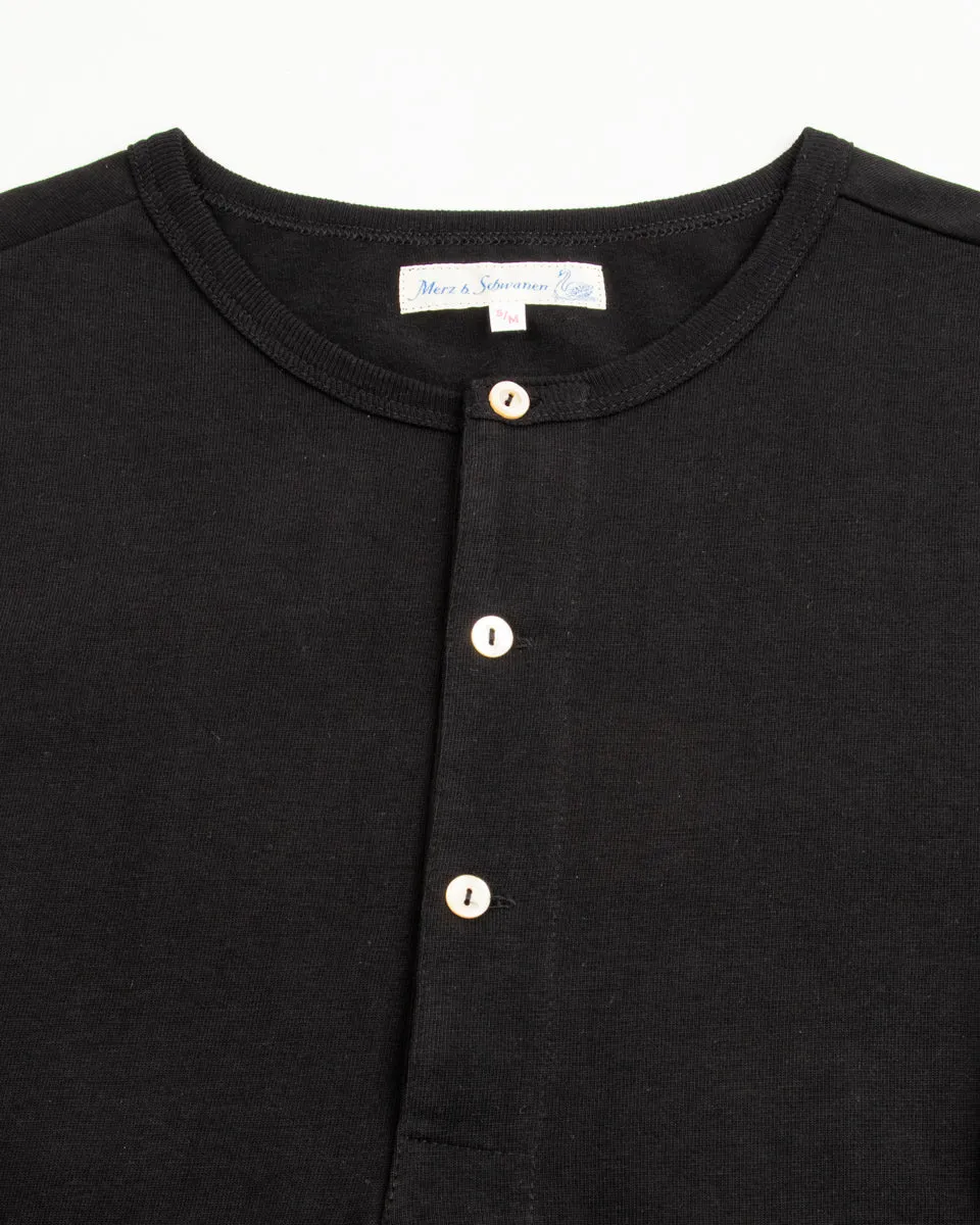 206 Loopwheeled LS Henley - Deep Black