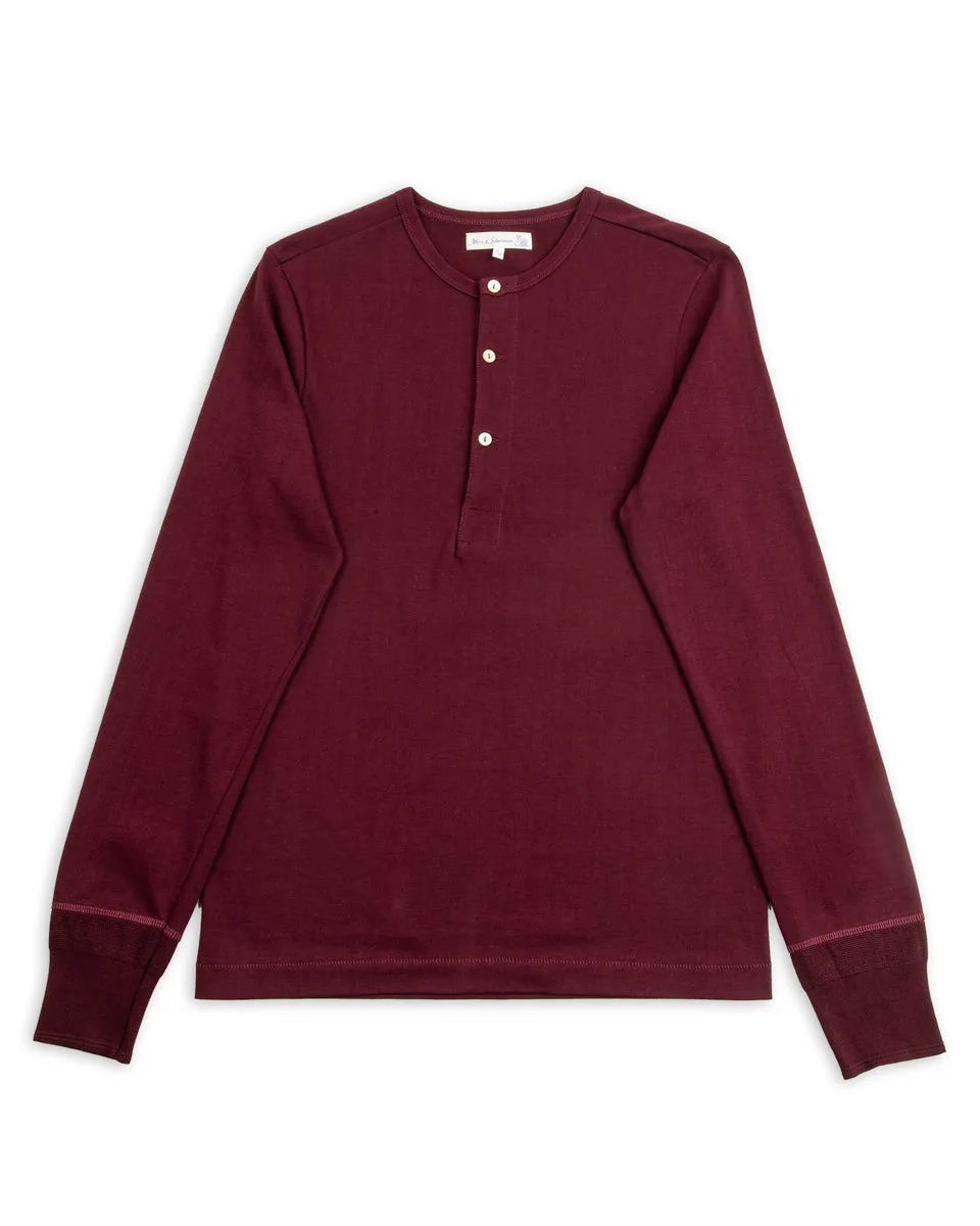 206 Loopwheeled LS Henley - Ruby Red