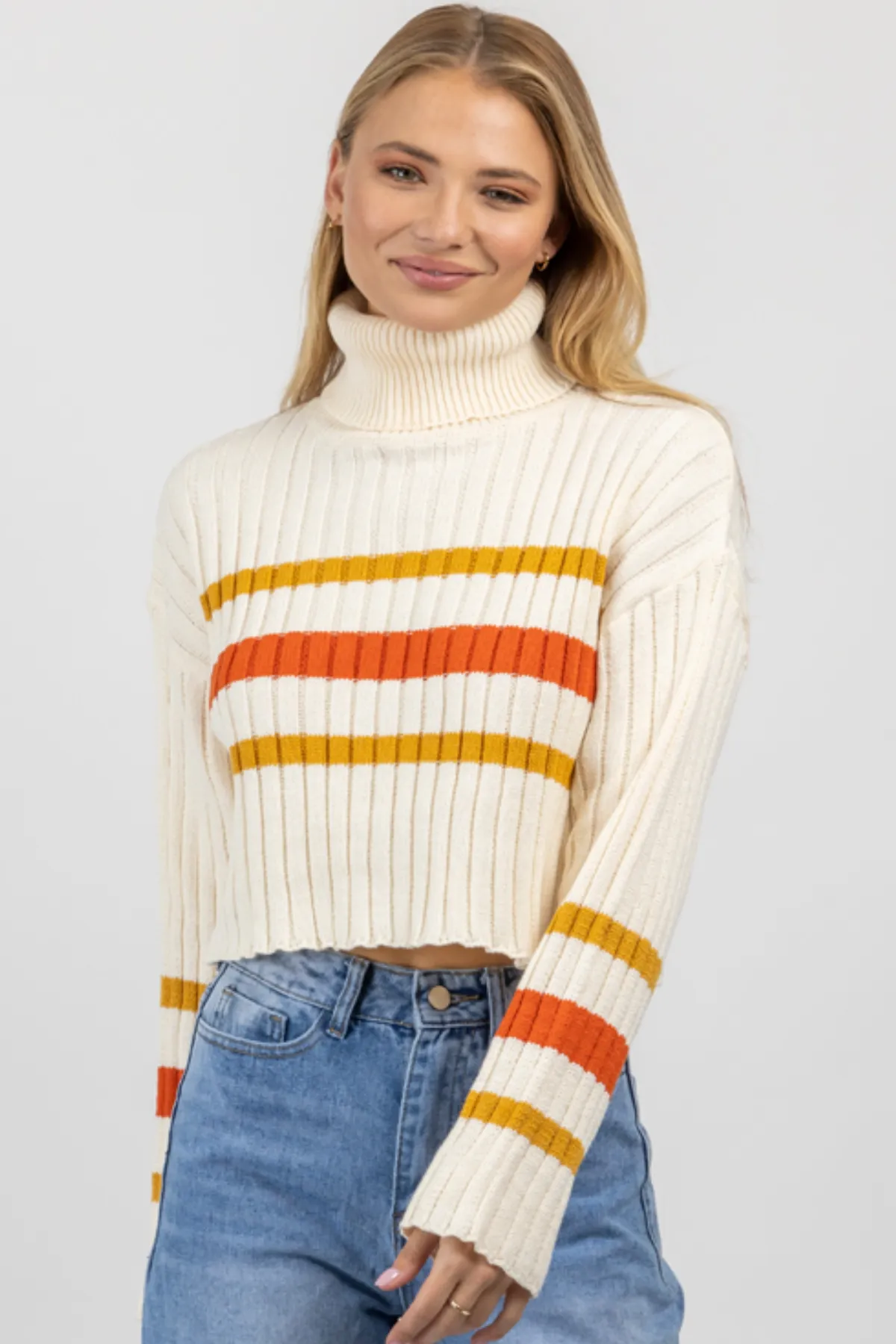 AUBURN STRIPE TURTLENECK SWEATER