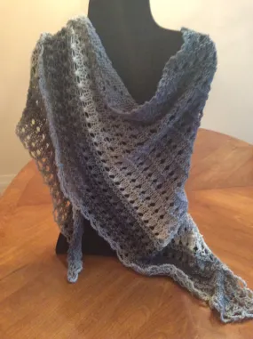 Black & Grey Acrylic Knit Summer Shawl