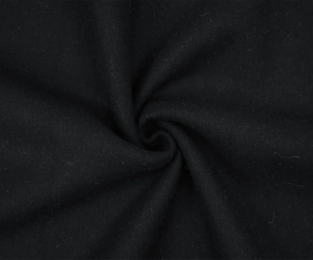 Black Melton Wool and Polyester Blend Solid Double Woven Jacketing Fabric