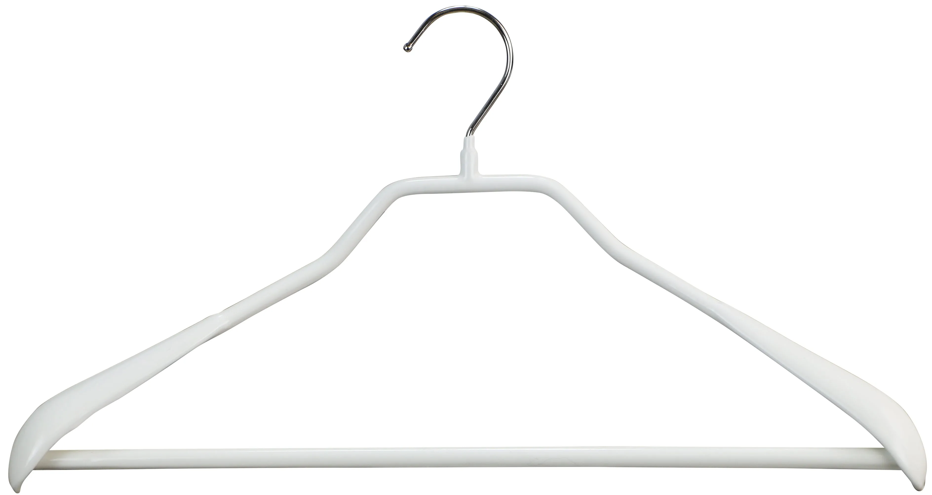 BodyForm Series- Steel Hanger Wide Shoulder Support & Pant Bar, Model 42LS, White