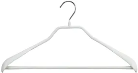 BodyForm Series- Steel Hanger Wide Shoulder Support & Pant Bar, Model 42LS, White