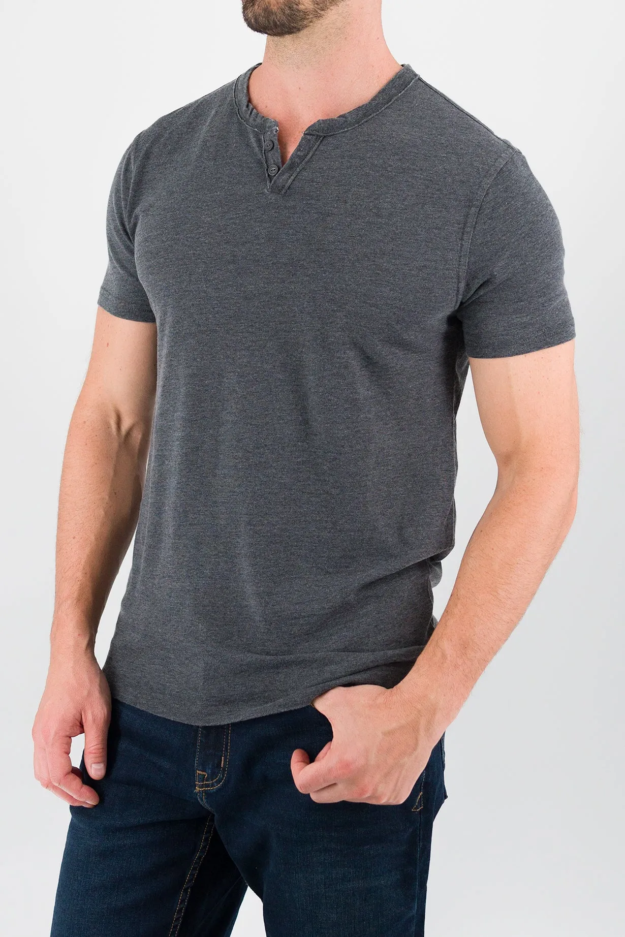 Burnout Henley - Dark Grey Heather