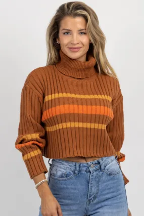 CINNAMON STRIPE TURTLENECK SWEATER