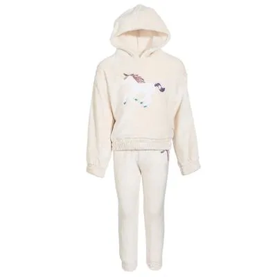 Colette Lilly Little Girls Cozy Pullover Hoodie & Jogger Pants Set - Beige