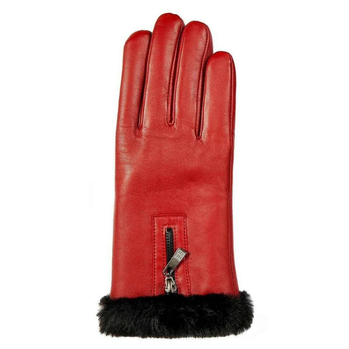 Dents Yasmin Touchscreen Leather Gloves - Berry Red/Black