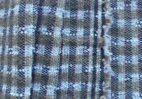 Elegant Fawn & Bright White Check Wool Blend Bouclé (Made in Italy)