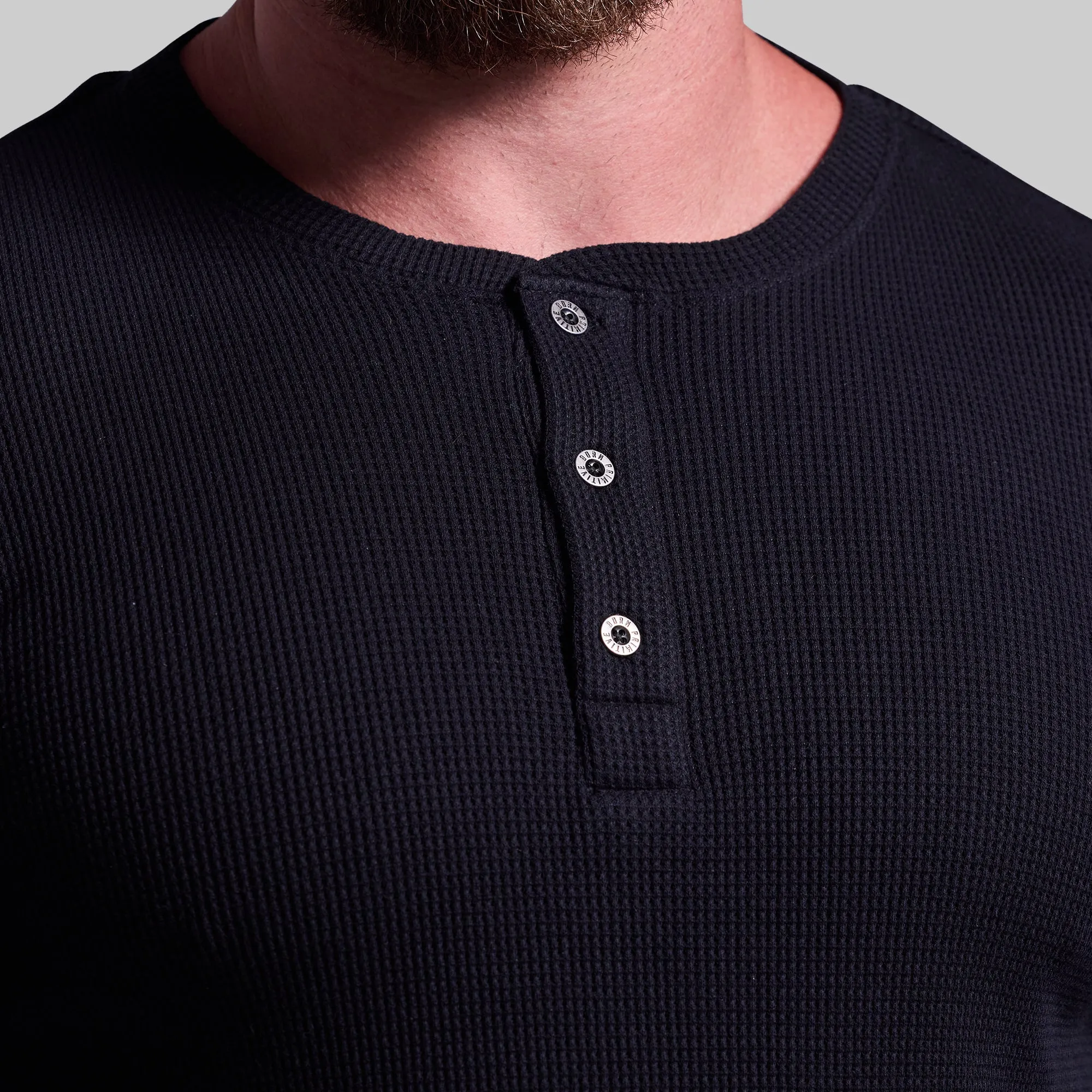 Ember Waffle Henley (Black)