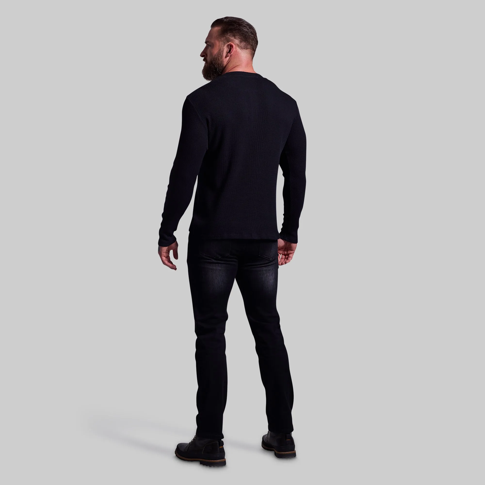 Ember Waffle Henley (Black)