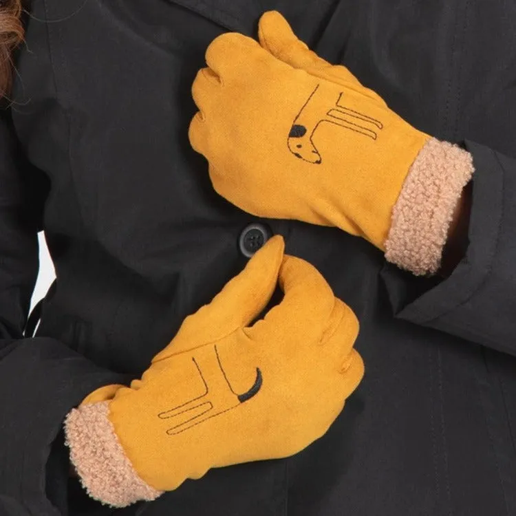 Embroidered Cat & Dog Touch Screen Gloves