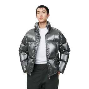 Grey Water-Gloss Custom Buckle Down Jacket