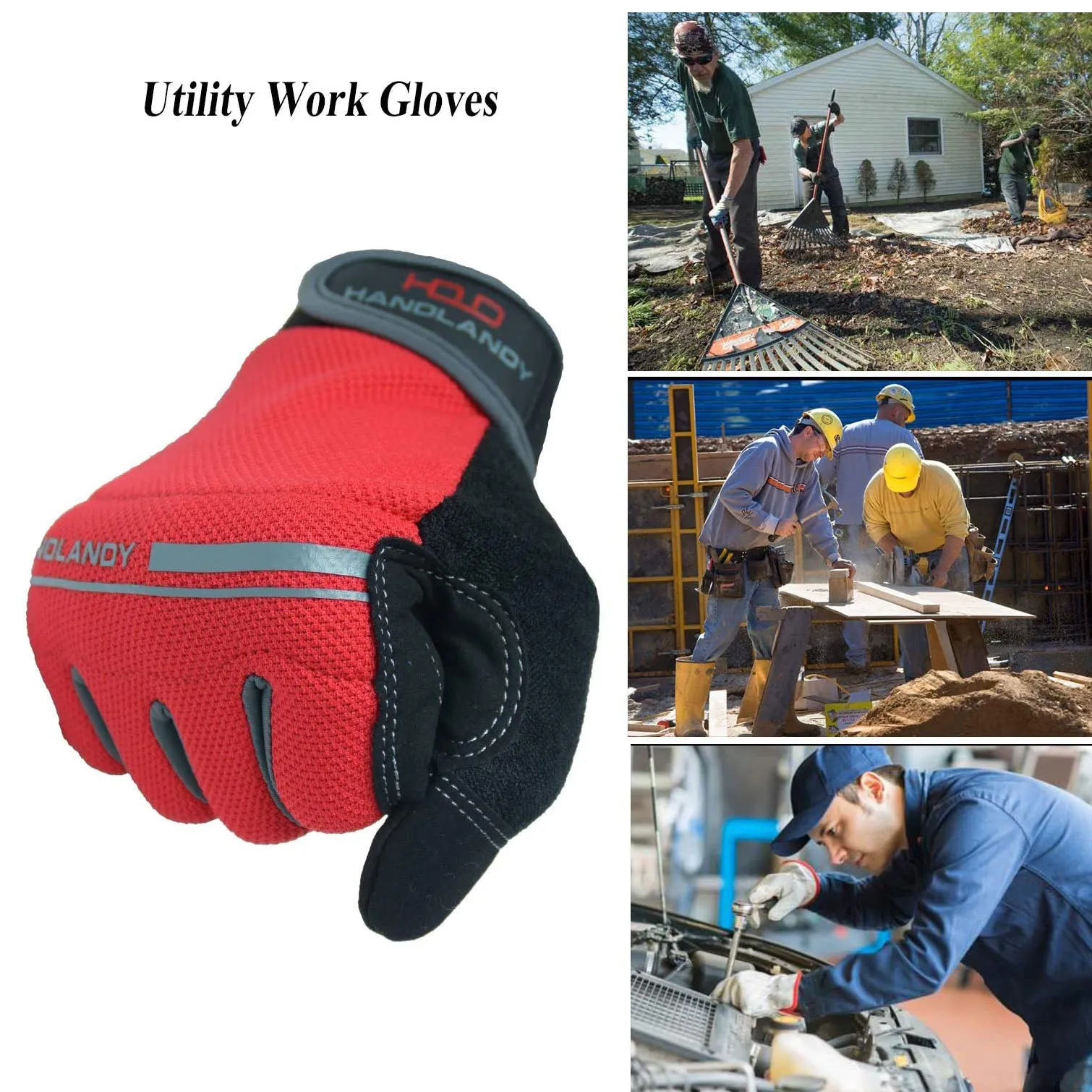 Handlandy Men Women Mechanic Working Gloves Spandex Touch Screen 6035