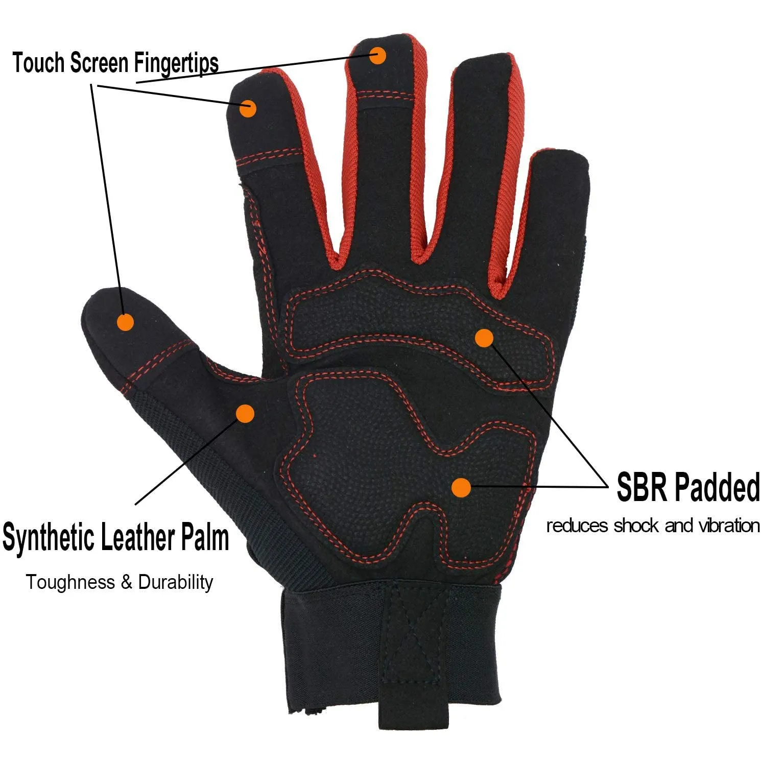 Handlandy Men Work Gloves Reflective Anti Vibration Breathable 5805