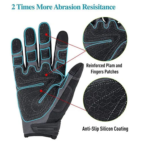 HANDLANDY Work Gloves TPR Impact Safety Abrasion Excellent Grip 6194