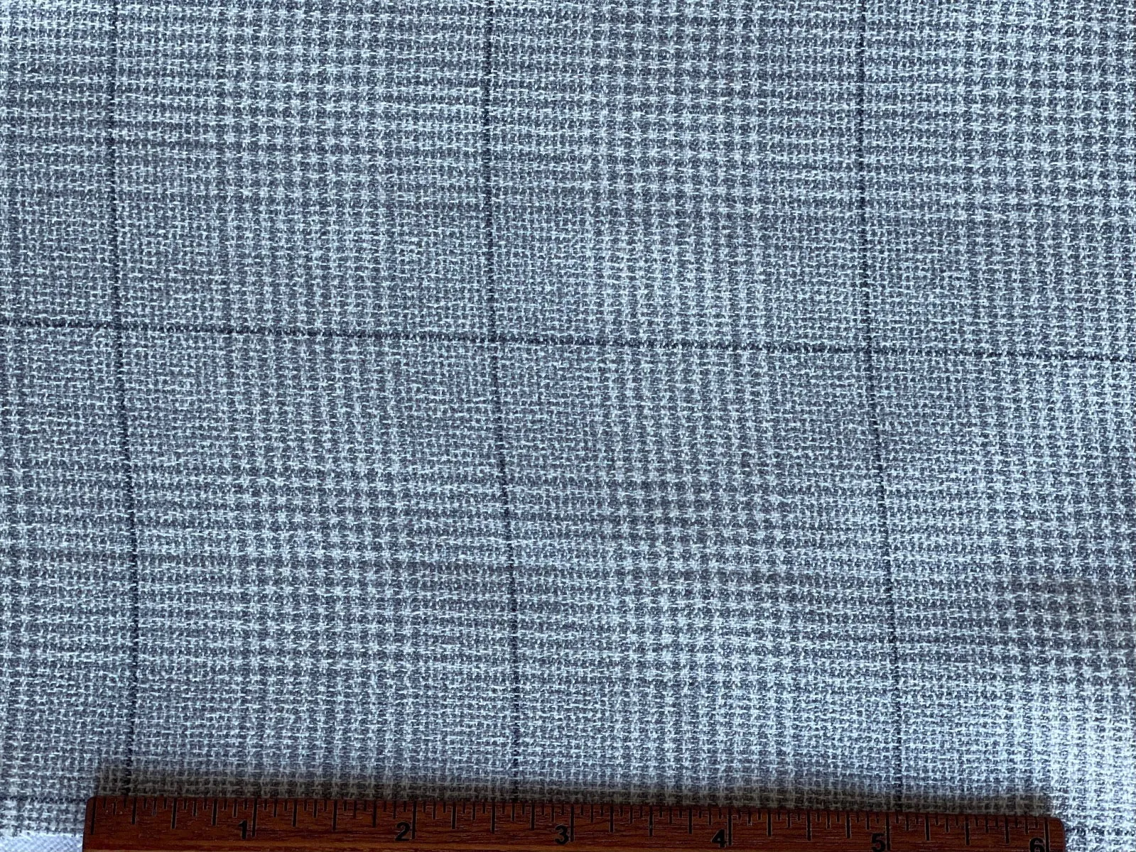 Heathered Fog & Pale Ivory Glen Plaid Wool Blend Crepe