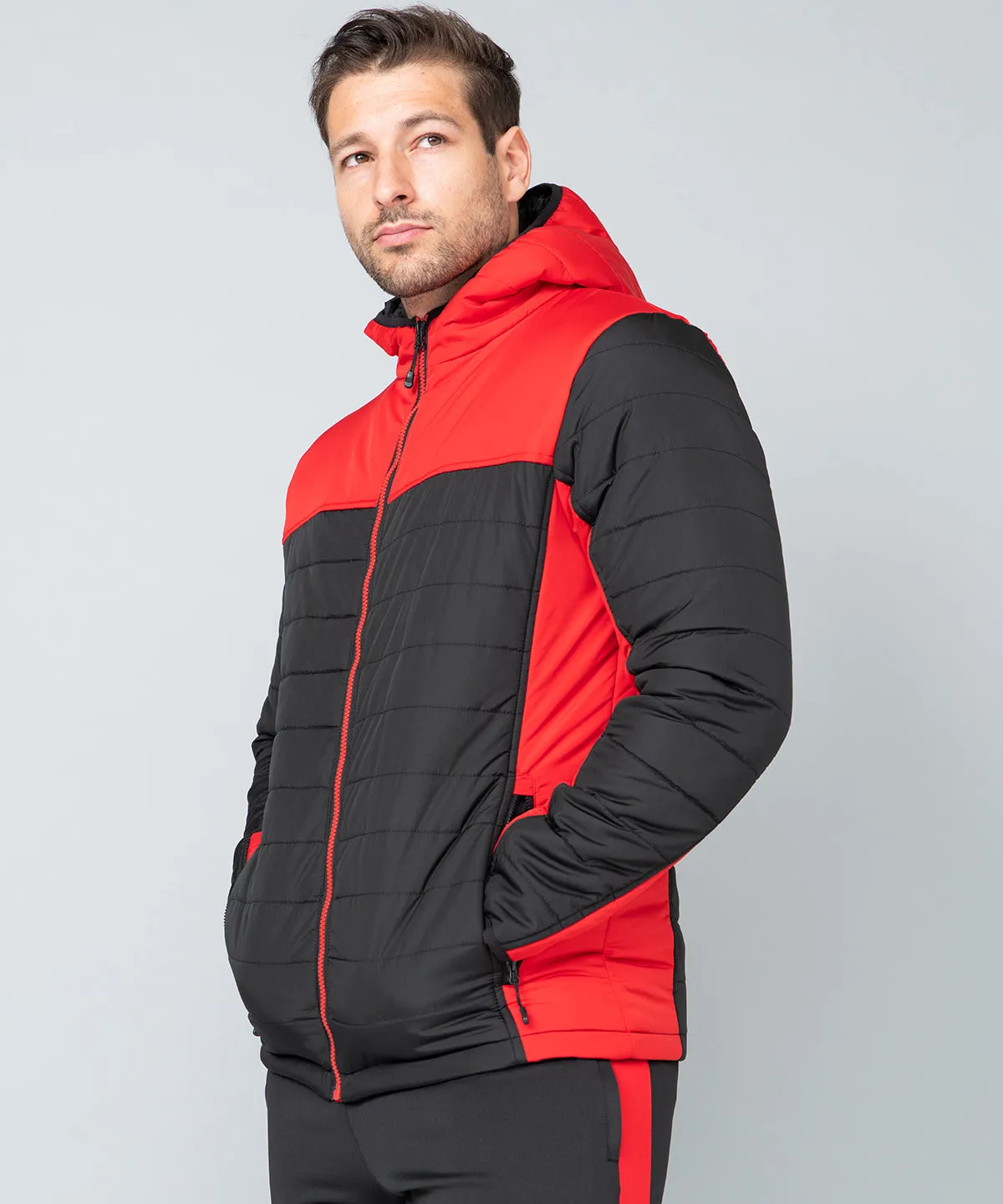 Hooded contrast padded jacket