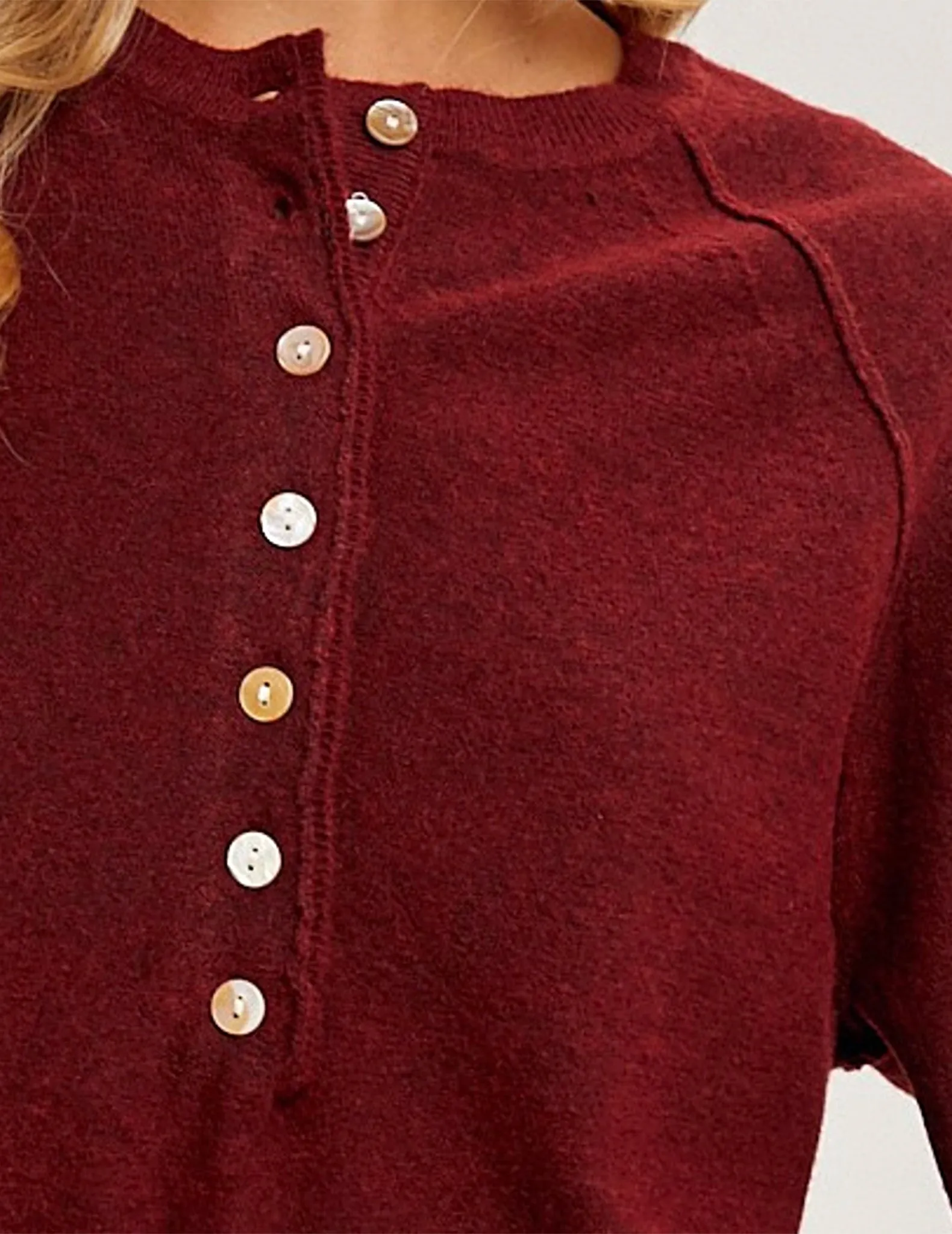 Karli Cranberry Raglan Sleeve Sweater