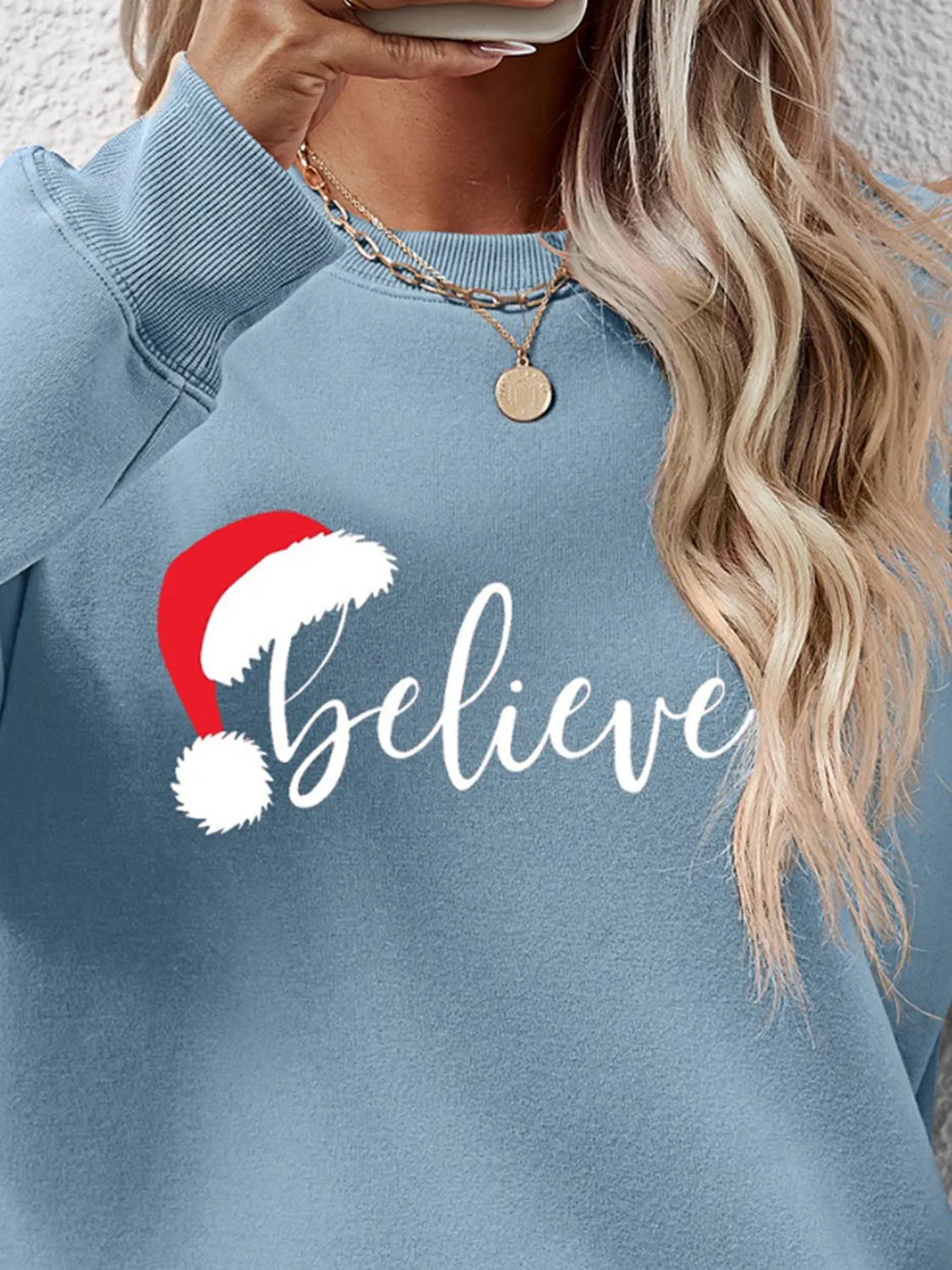 kesley BELIEVE Graphic Long Sleeve Sweatshirt