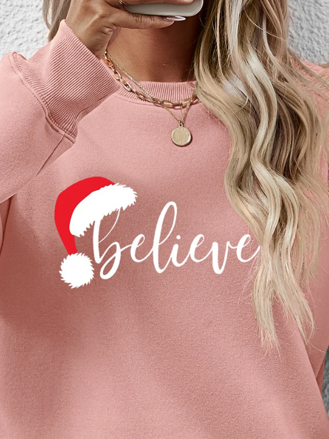 kesley BELIEVE Graphic Long Sleeve Sweatshirt