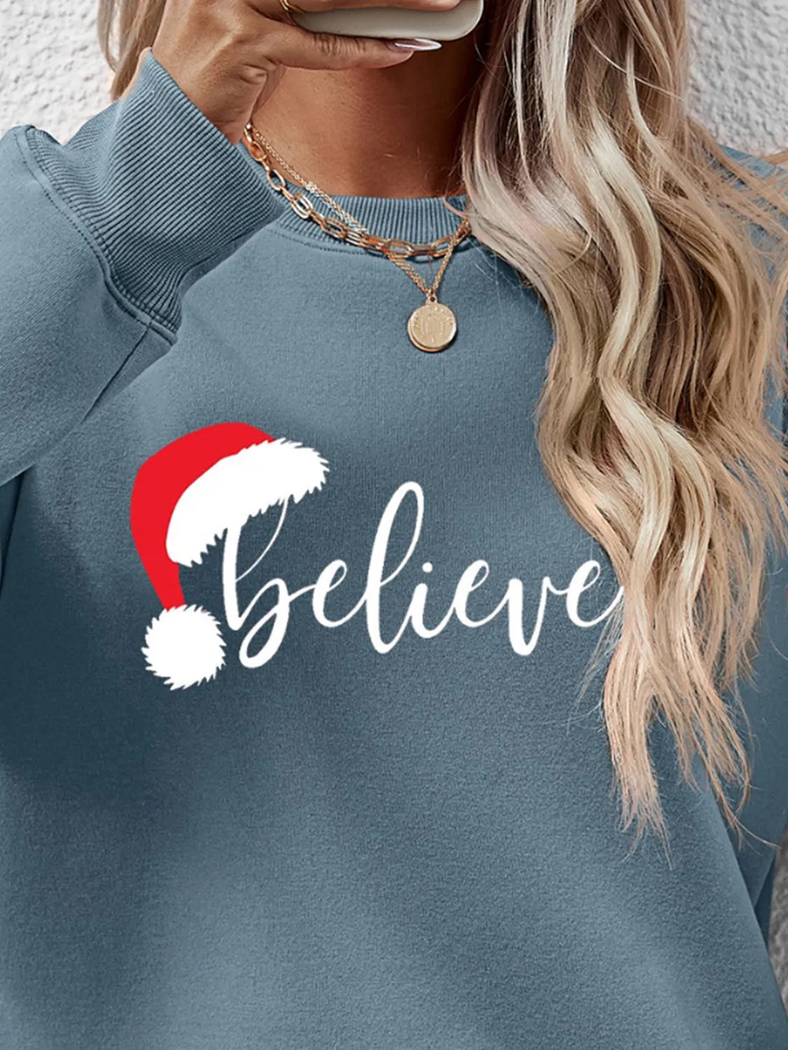 kesley BELIEVE Graphic Long Sleeve Sweatshirt