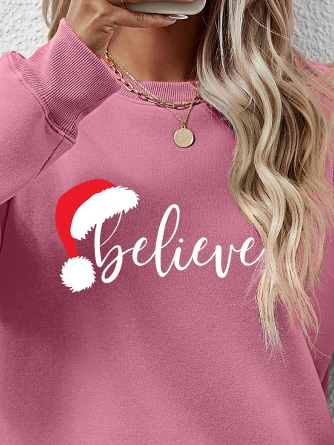 kesley BELIEVE Graphic Long Sleeve Sweatshirt