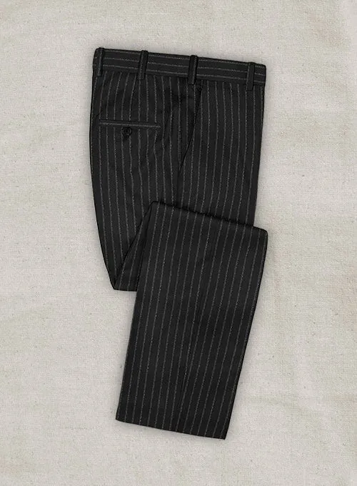 Lanificio Zegna Delice Black Stripe Wool Pants