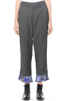 Light Wool and Silk Printed Hem Pants