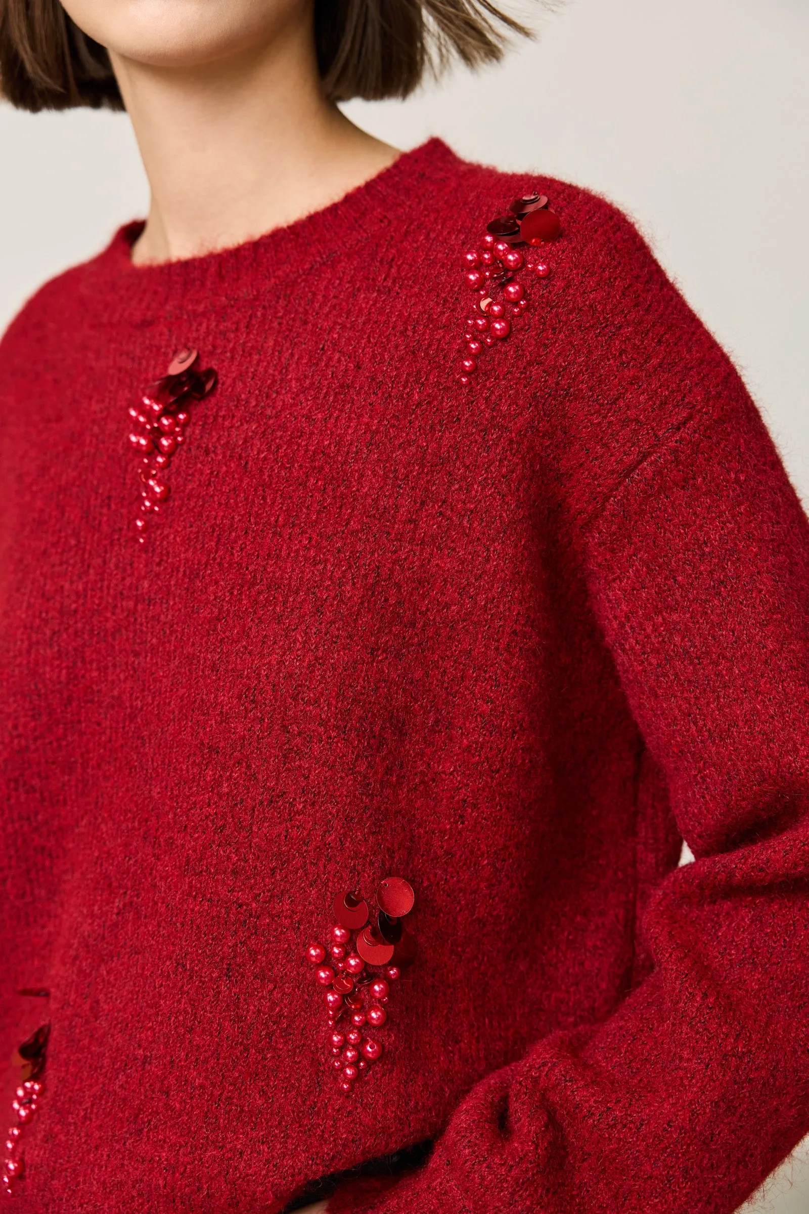 LILY Festive Christmas Red Crewneck Sweater