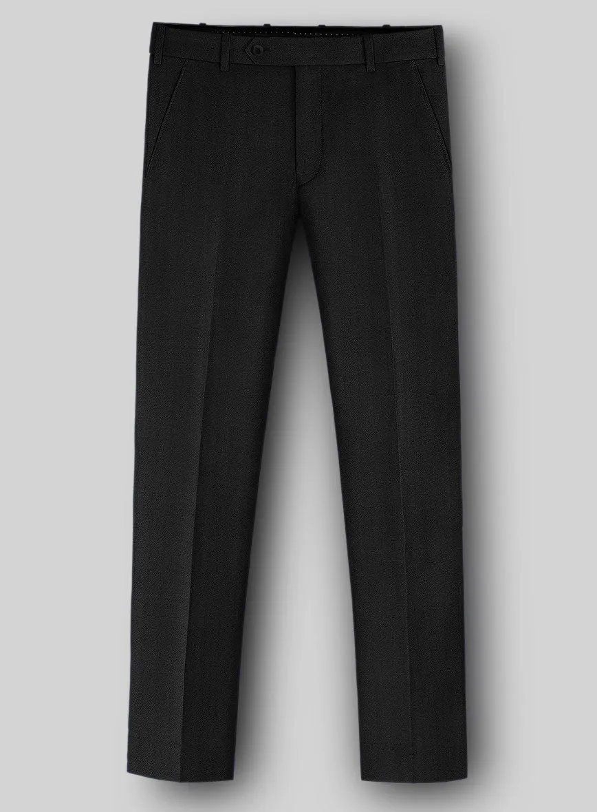 Napolean Curve Black Herringbone Wool Pants