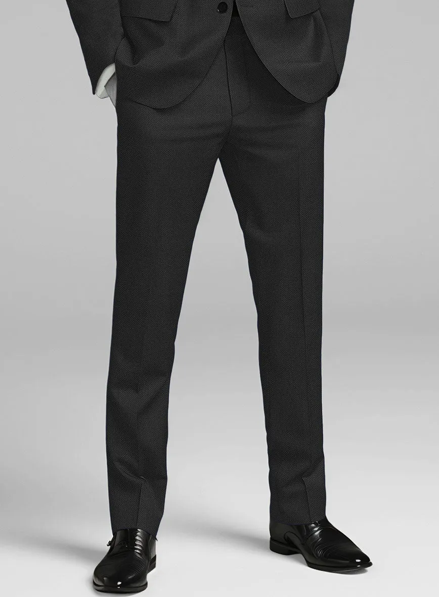 Napolean Imperial Black Herringbone Wool Pants