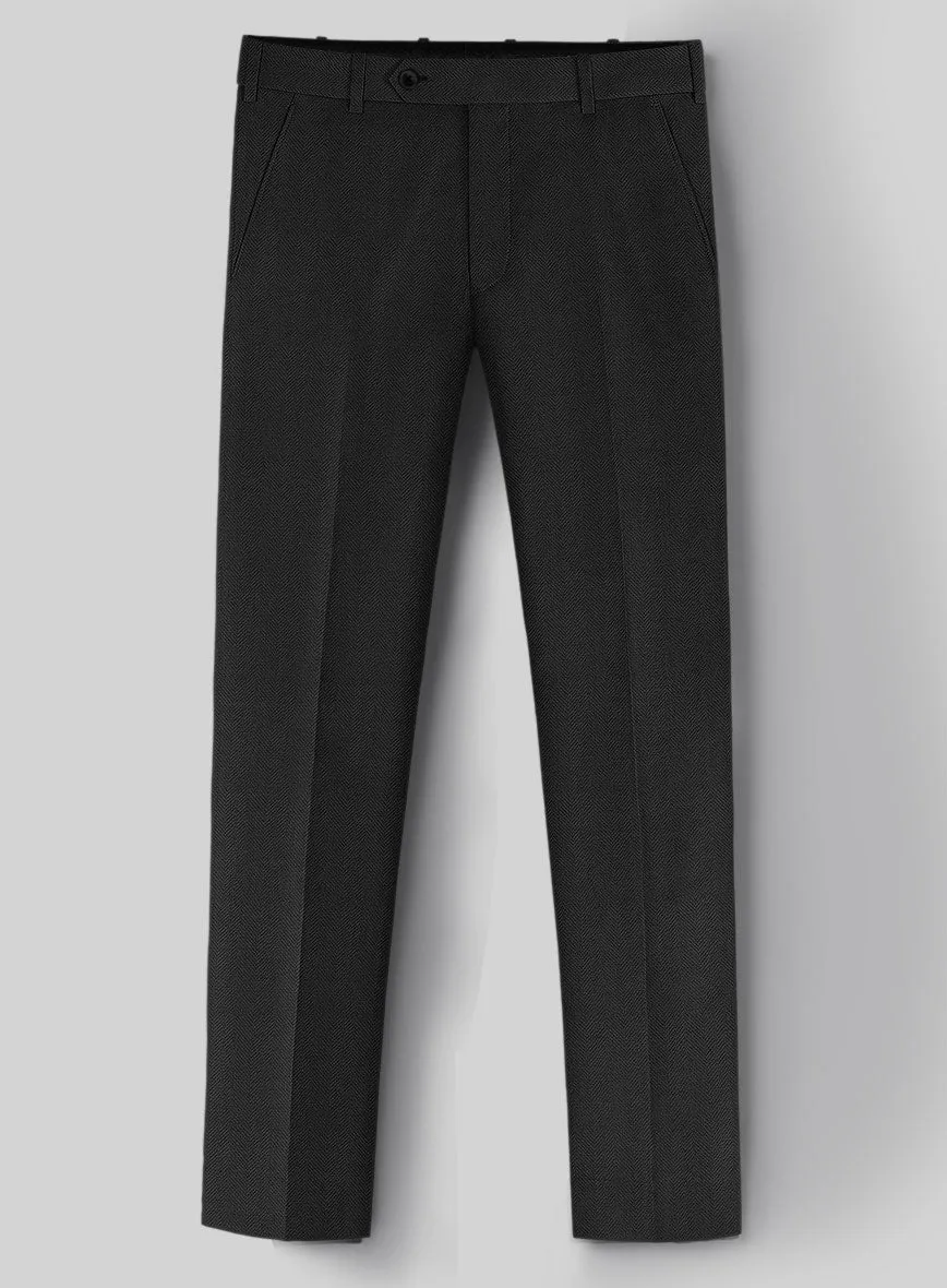 Napolean Imperial Black Herringbone Wool Pants