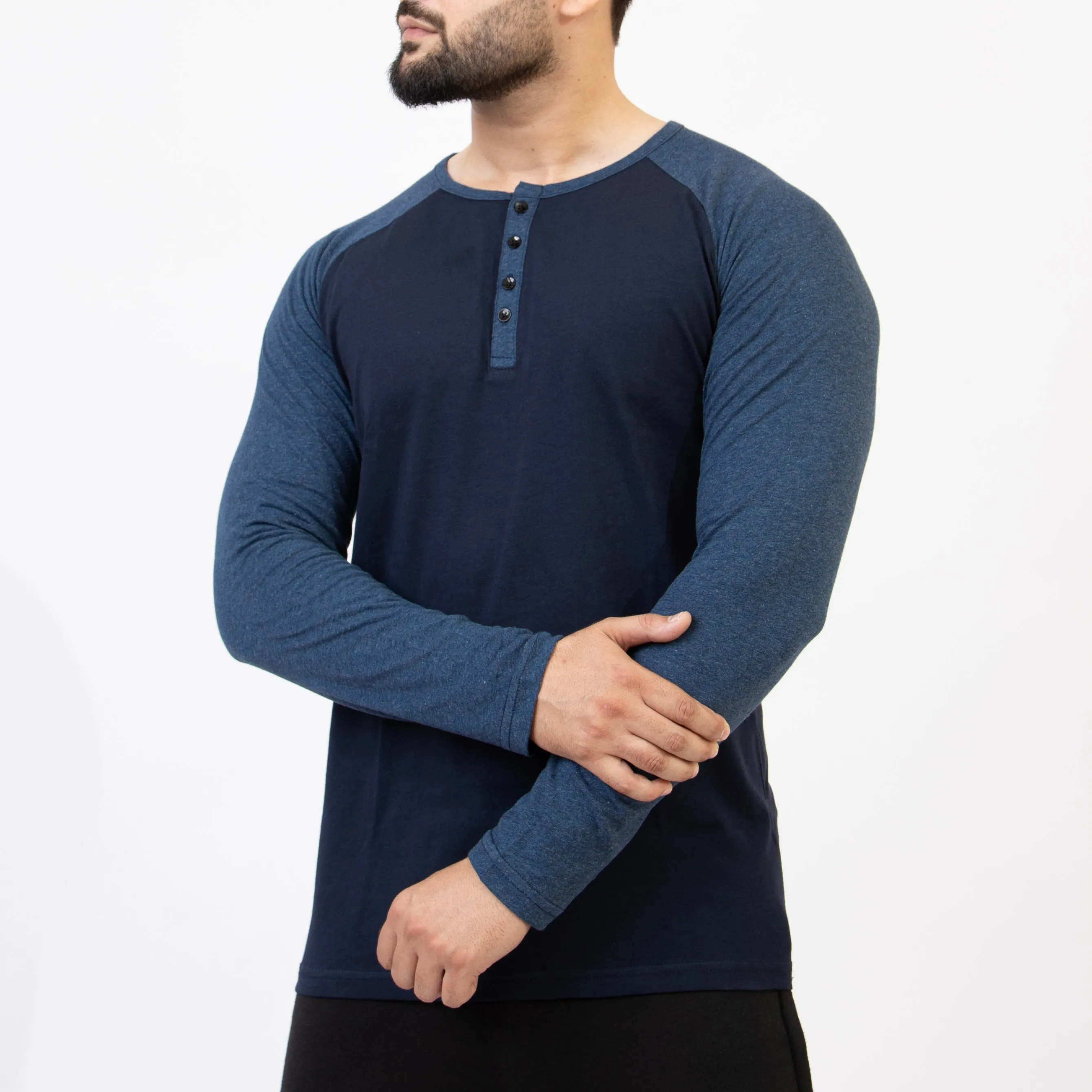 Navy Melange & Navy Henley