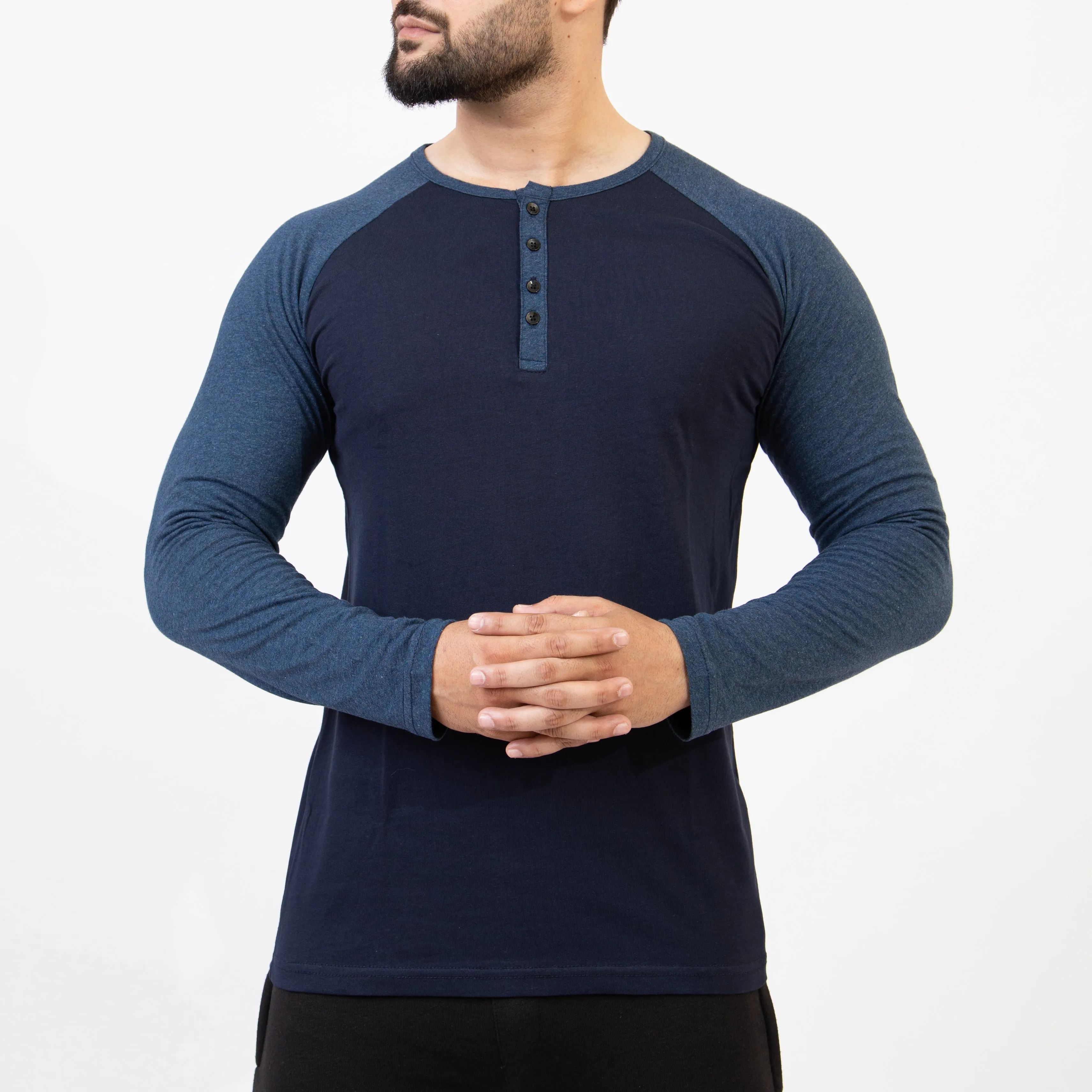 Navy Melange & Navy Henley