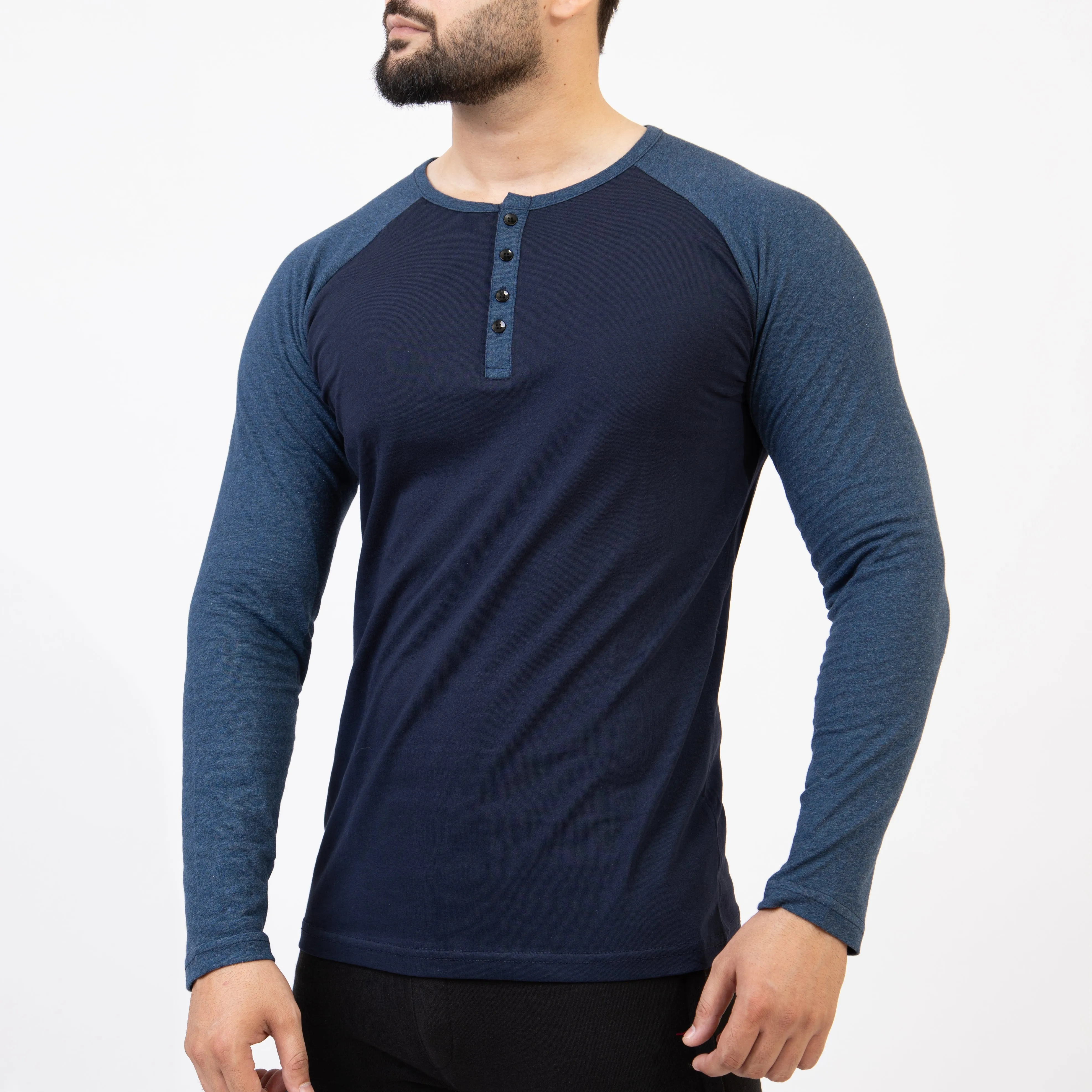 Navy Melange & Navy Henley