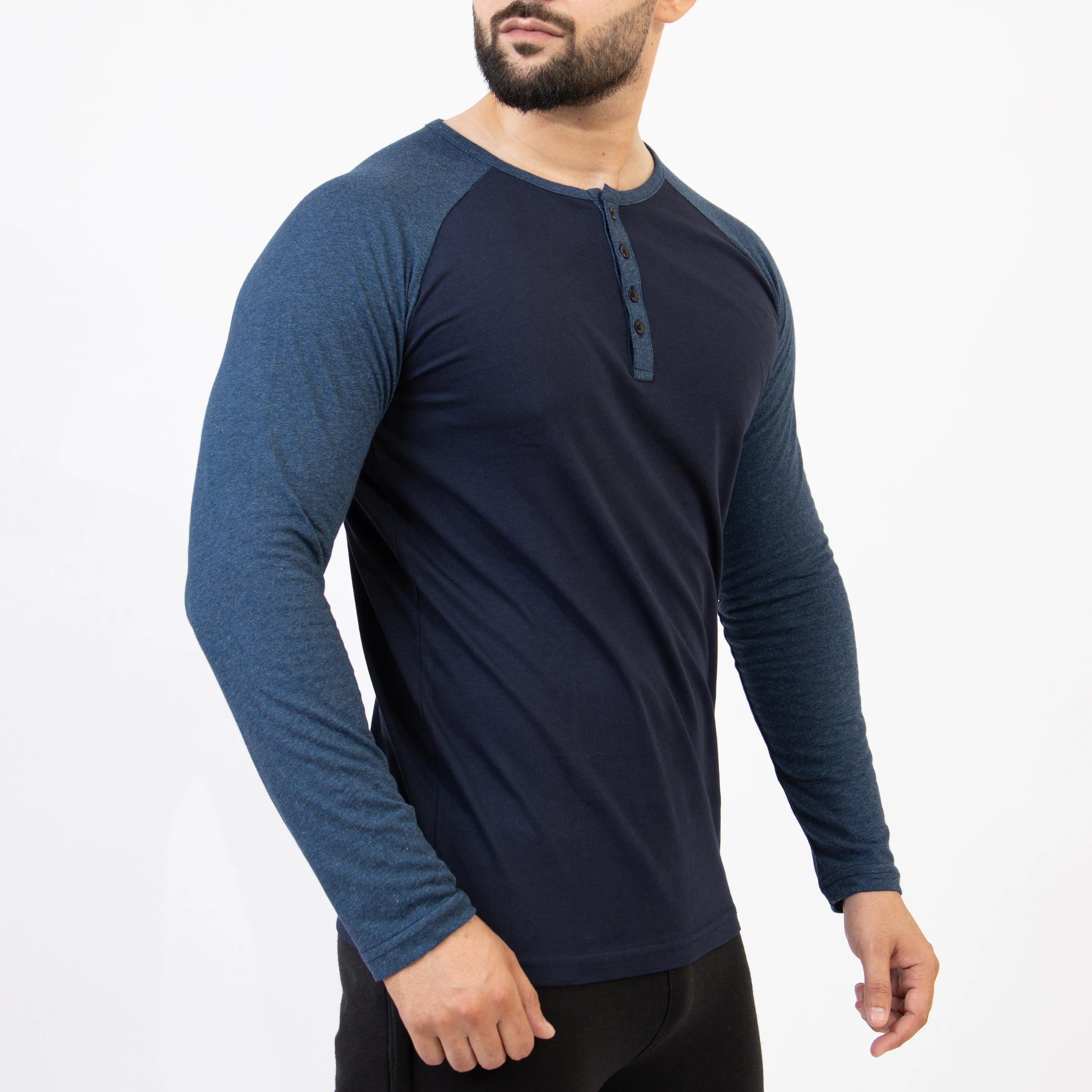 Navy Melange & Navy Henley