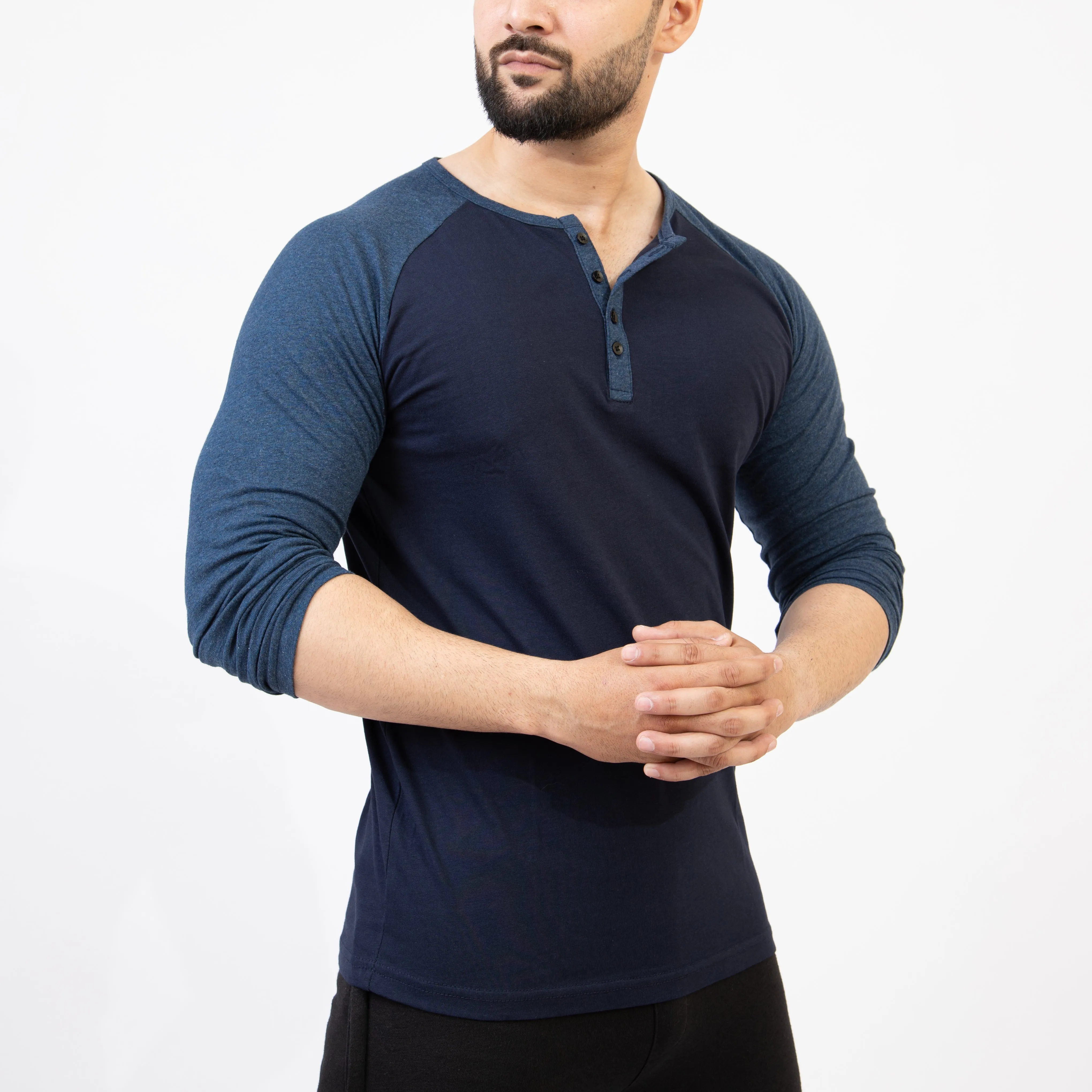 Navy Melange & Navy Henley