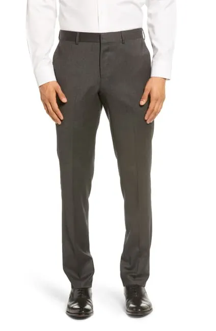 NORDSTROM MEN'S SHOP Trim Fit Flannel Wool Dress Pants