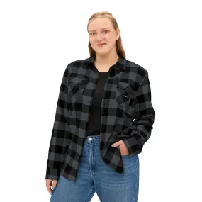 Plaid Women Luxury Flannel Shirt - Charcoal Heather