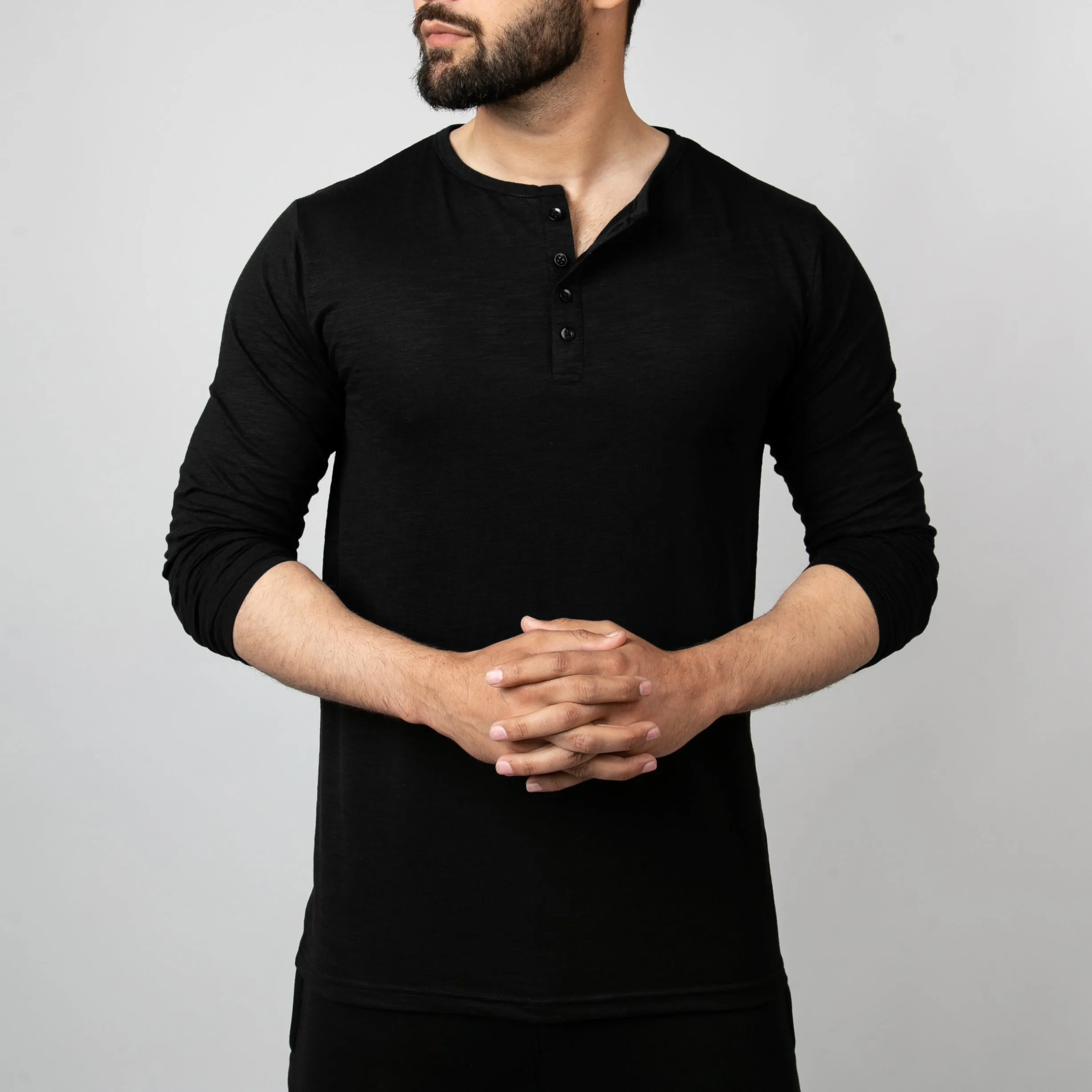 Plain Black Henley