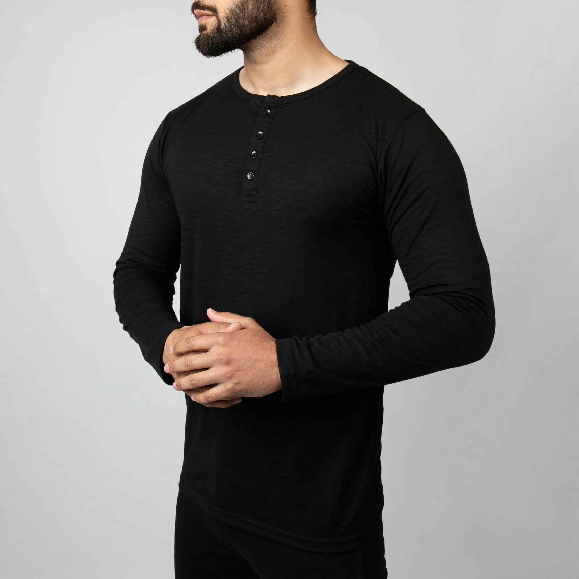 Plain Black Henley