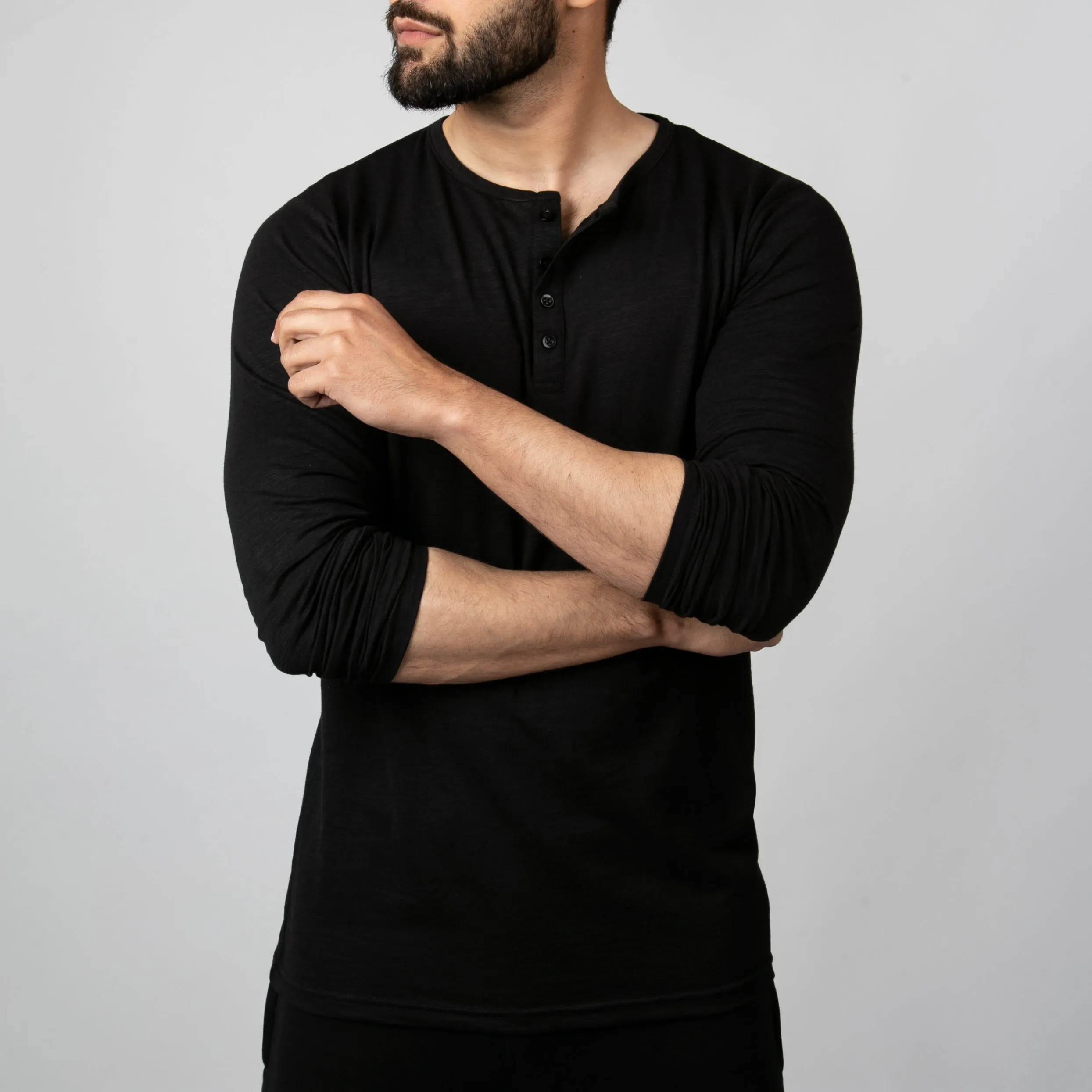 Plain Black Henley