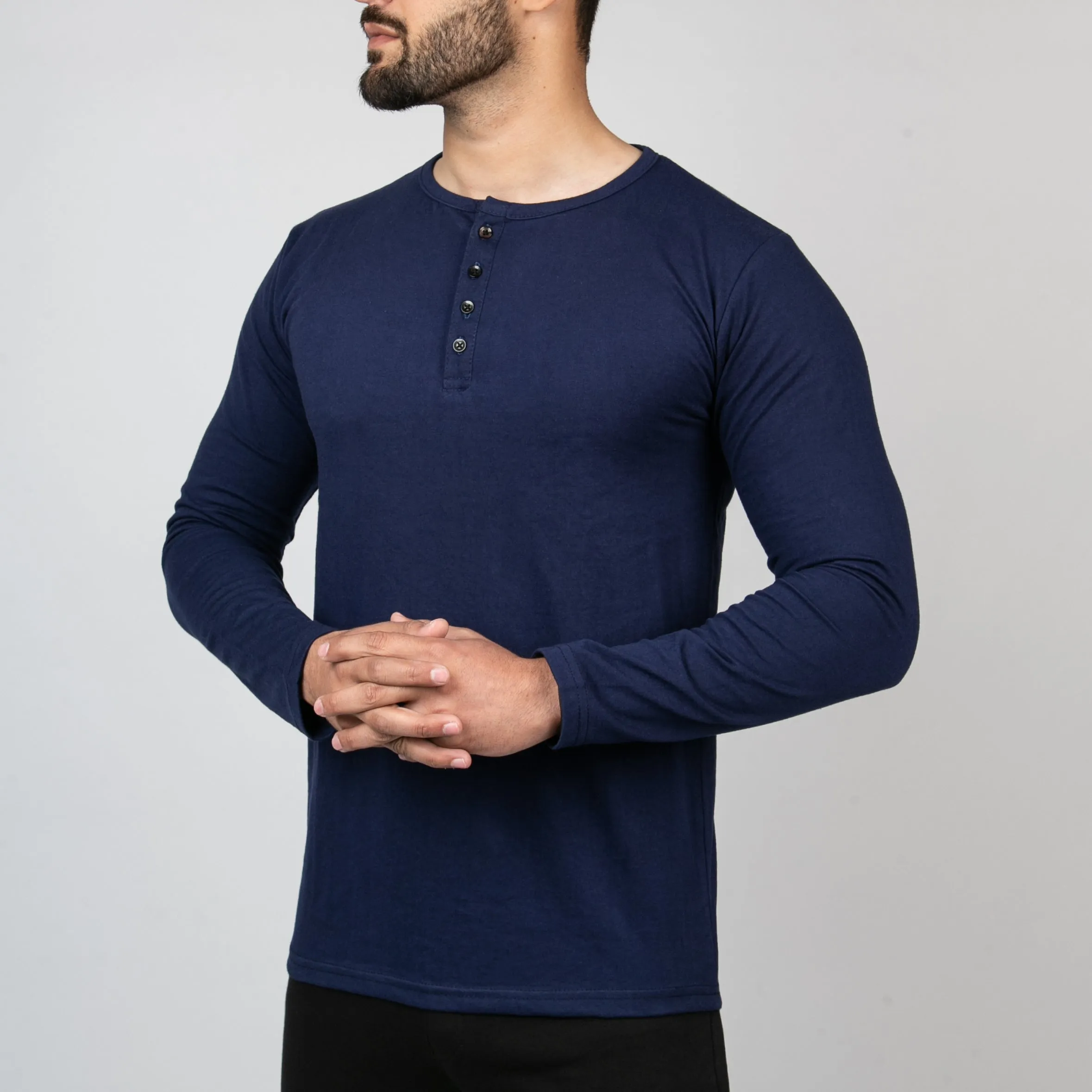 Plain Navy Henley