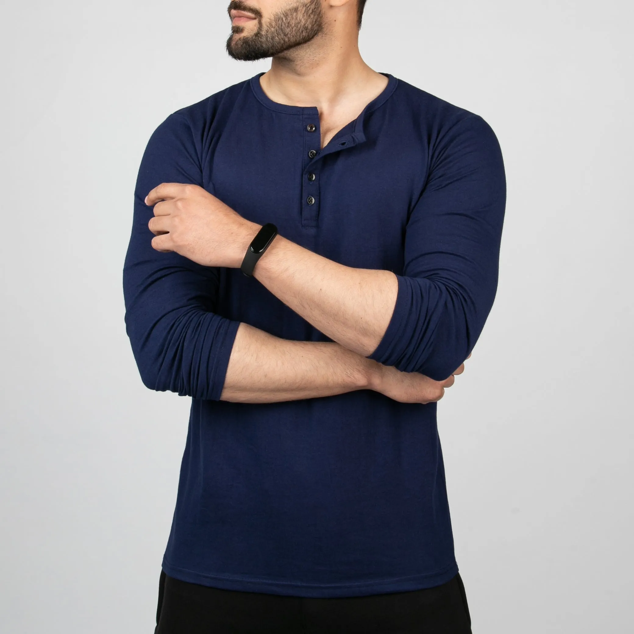 Plain Navy Henley