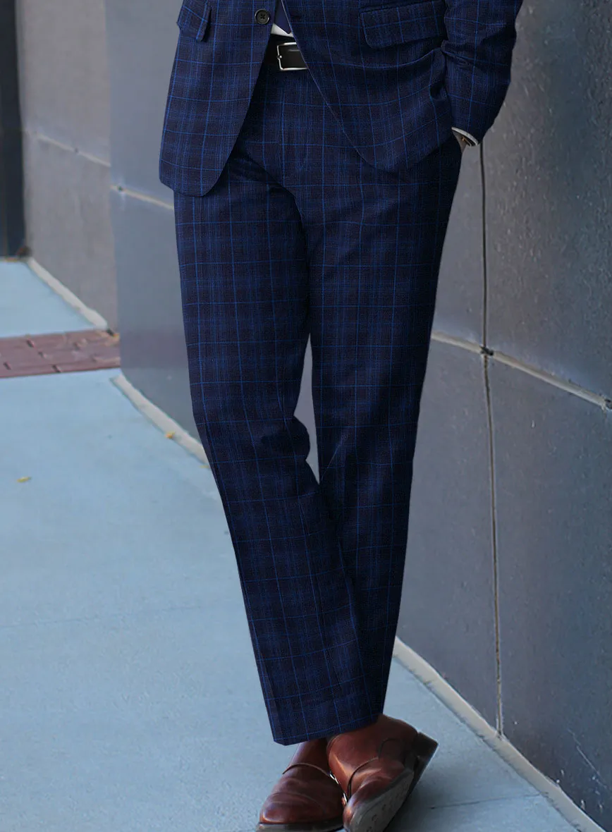 Reda Jagur Blue Checks Wool Pants