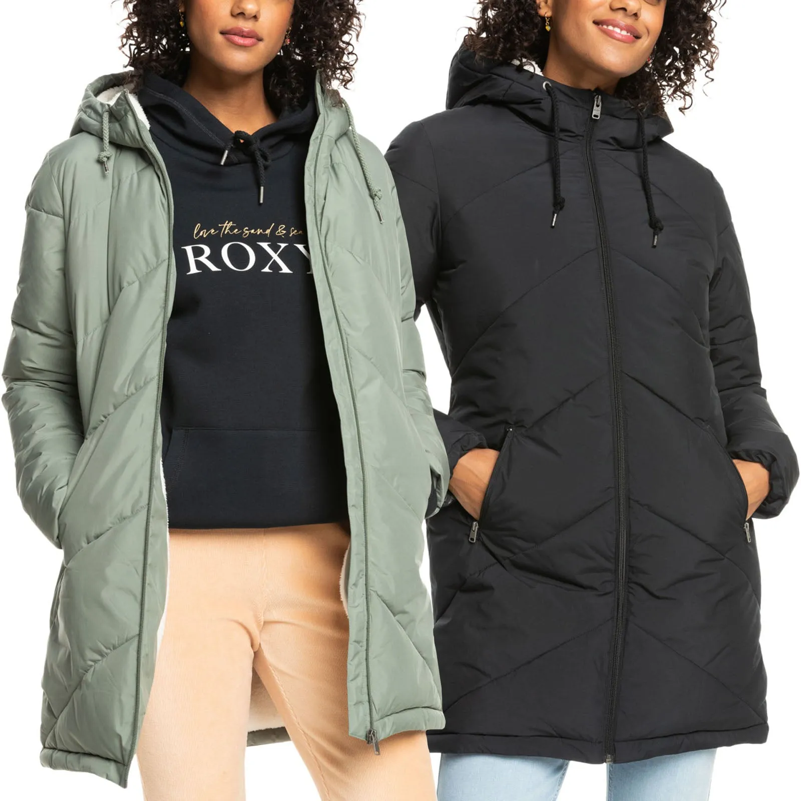 Roxy Womens Better Weather Hooded Longline Padded Jacket