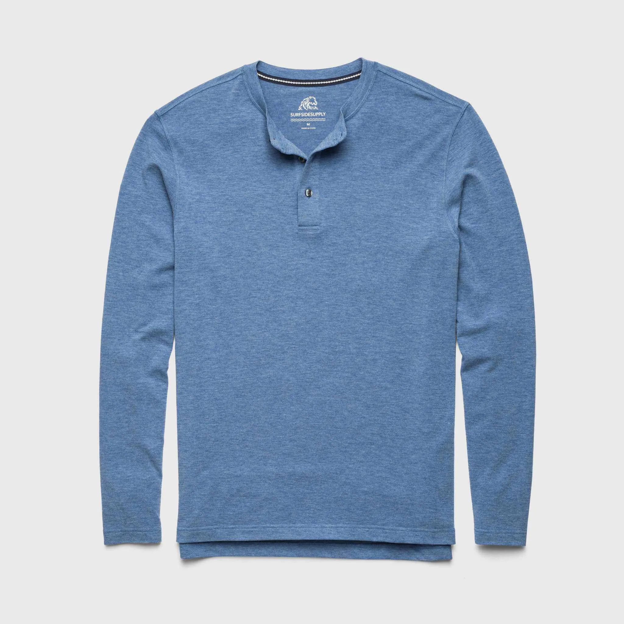 Sean Ultra Soft Classic Henley - Blue Heather