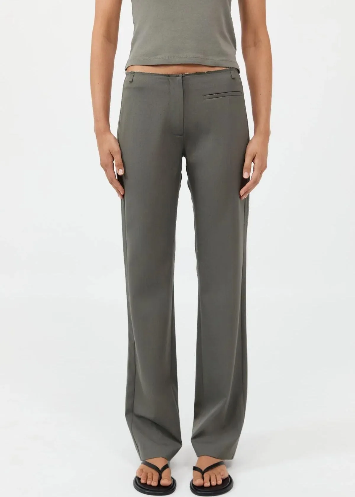 ST. AGNI Raw Edge Pant - Smokey Olive