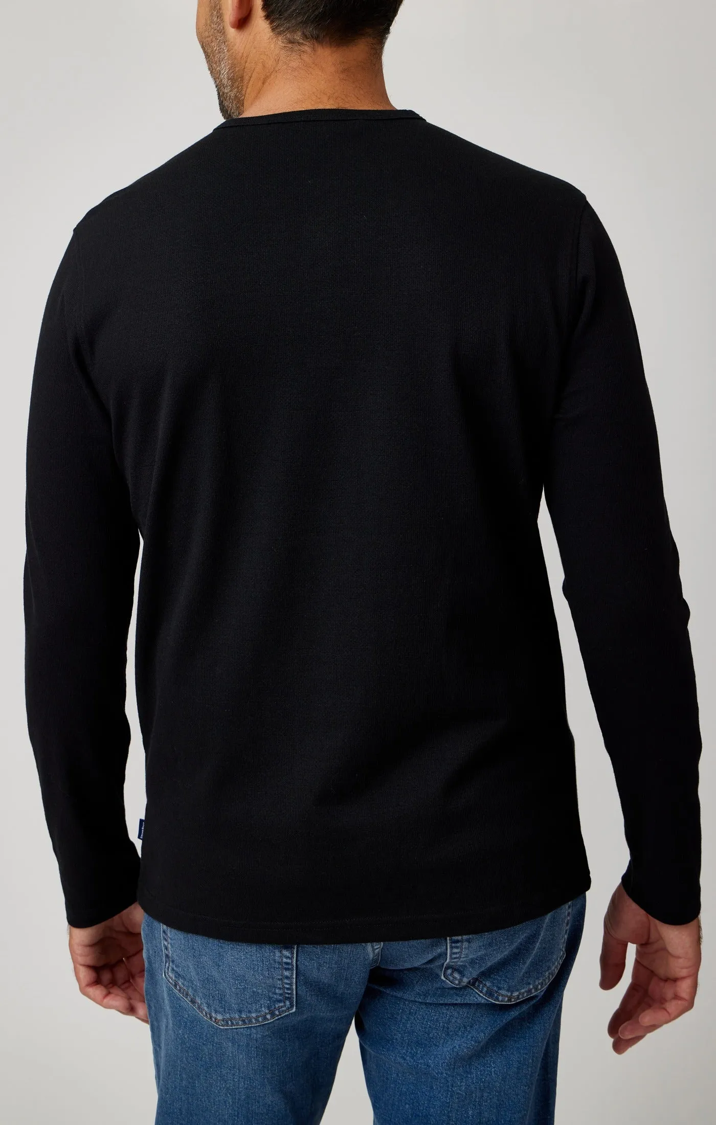 TRAILBLAZER - Black Solid 3 Buttons Henley