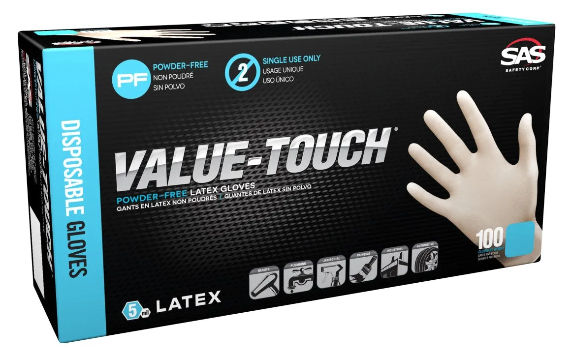 Value Touch Latex Disposable Gloves 5 mil C6591